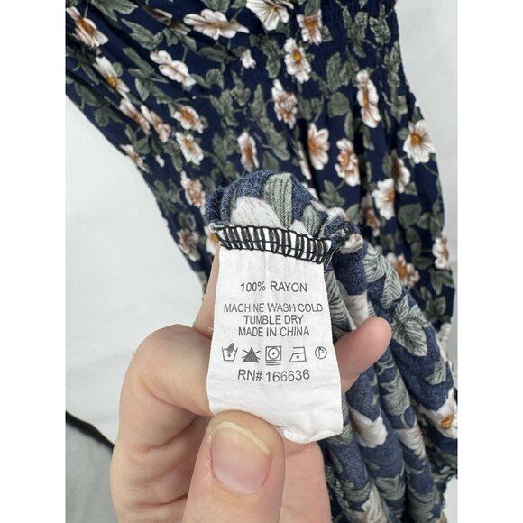 Kindred Floral Midi Dress Women Plus Size 2X Navy Blue Preppy Peasant Prairie - Picture 4 of 7